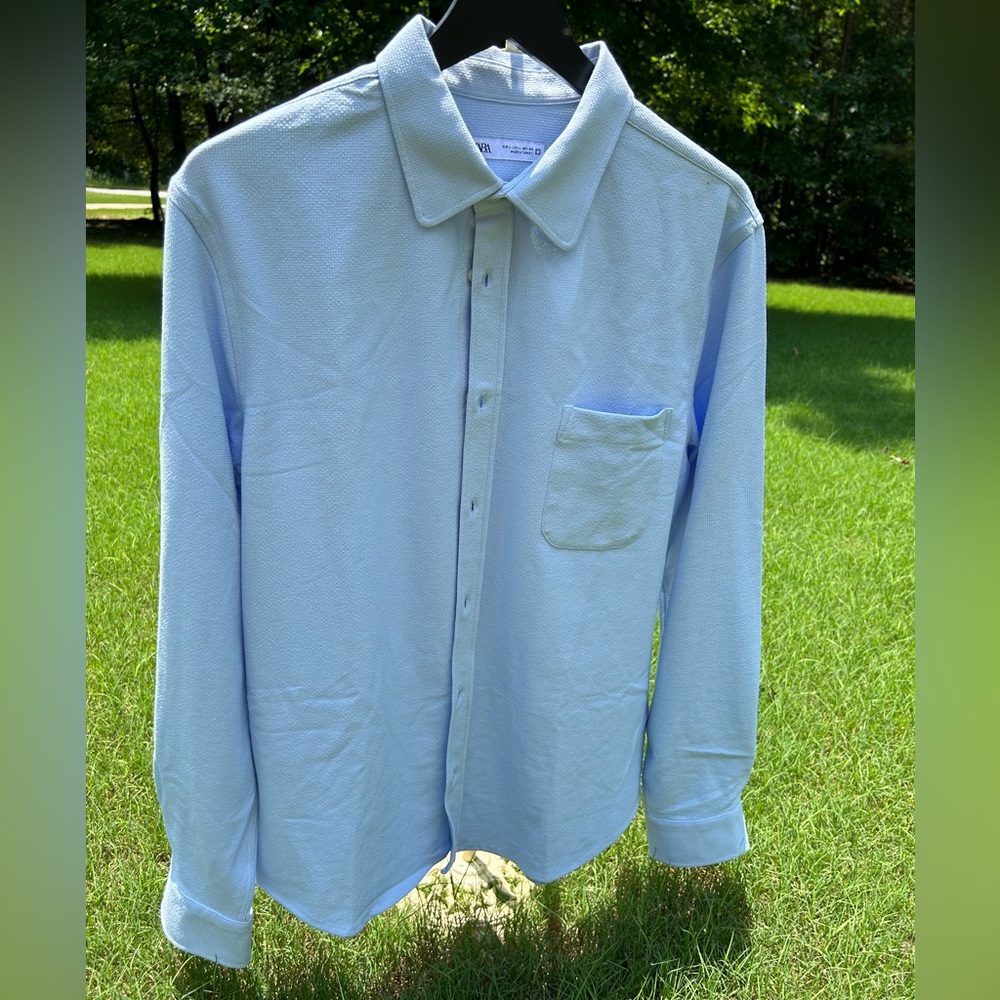 Zara Men's Size L Blue Dress Shirt